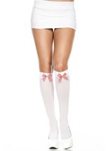 Adult Plaid Bow Opaque Women Knee High
