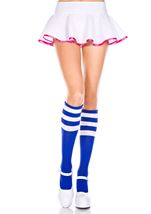 Adult Knee Highs with Striped Top Royal Blue White