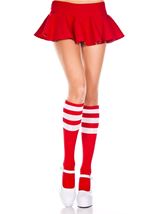 Knee Highs with Striped Top Red White