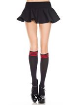 Striped Top Opaque Knee High Black Red