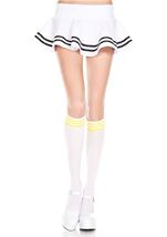 Striped Top Opaque Knee High White Yellow