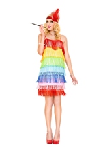 Rainbow Fringe Flapper Woman Costume