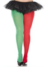 Opaque Jester Red Green Plus Size Women Tights