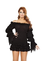 Women Pirate Ruffled Black Dress