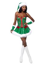 Adult Santas Elf Women Vinyl Corset Costume