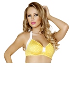 Adult Pin Up Halter Yellow And White Women Top