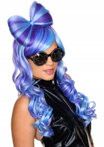 Blue And Purple  Women Wig with Bow 