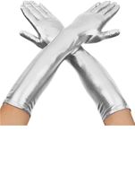 Adult Women Silver Metallic Gloves 