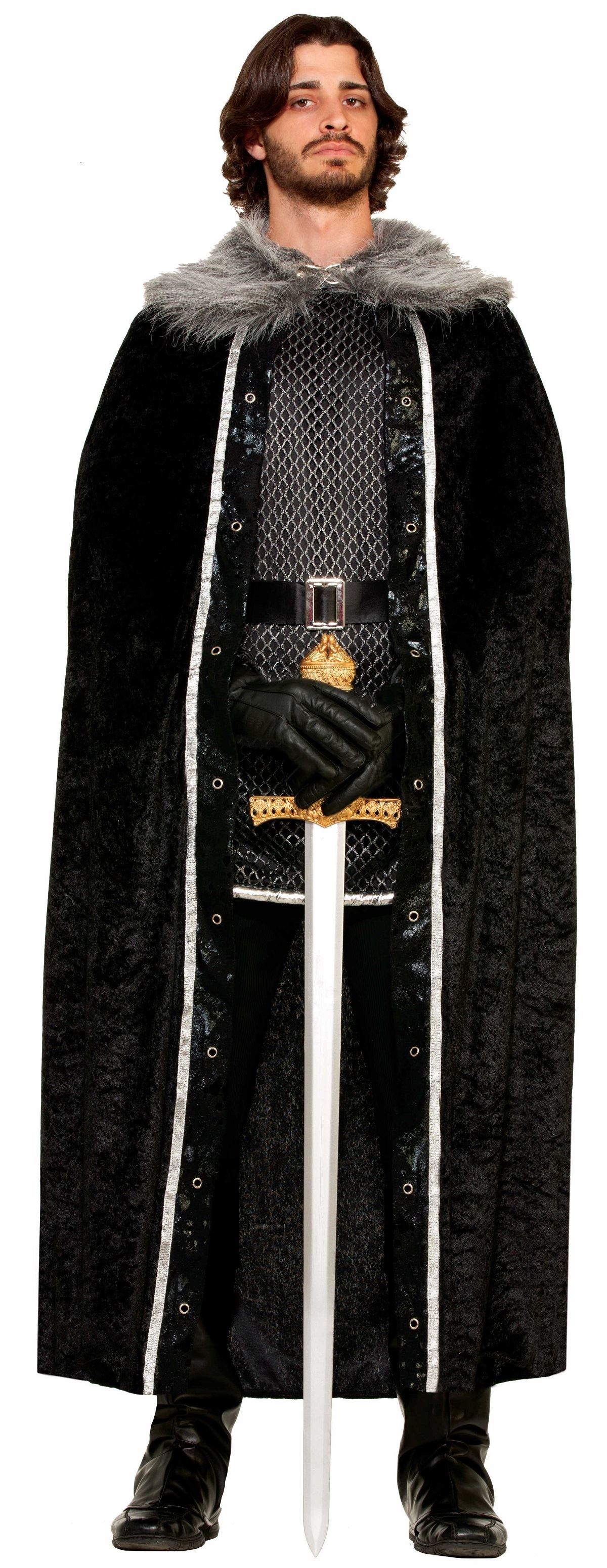 Adult Faux Fur Trimmed Medieval Men Black Cape 33.99 The Costume Land