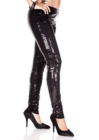 Adult Sequin Woman Leggings Black | $20.99 | The Costume Land