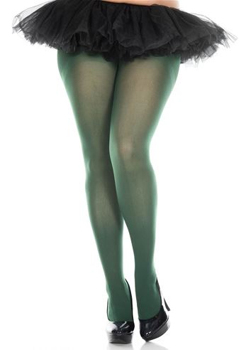 Adult Plus Size Women Opaque Tights Hunter Green, $15.99