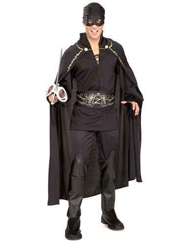 ADULT ONE SIZE BANDIT MUSKETEER BLACK OUTFIT LEGEND OF ZORRO FANCY DRESS 