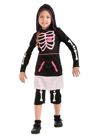 Kids Pink Skeleton Girls Costume | $19.99 | The Costume Land