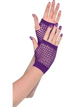 Purple Short Fishnet Gloves