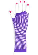 Adult Purple Long Fishnet Fingerless Gloves
