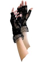 Lace Fingerless Gloves Black