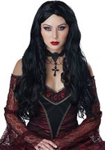 Vampire Long Curly Gothic Black Wig