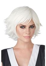 Feathered White Women Wig