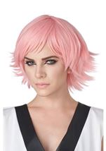 Adult Feathered Rose Pink Women Wig