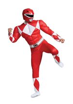 Adult Red Ranger Muscle Men Costume