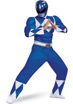 Adult Blue Ranger Muscle Men Costume