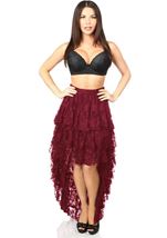 Women Wine High Low Lace Skirt