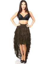 Adult Plus Size High Low Dark Brown Lace Women Skirt