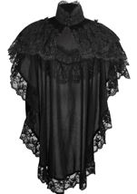 Adult Tapered Black Velvet Lace Women Capelet