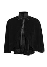 Black Velvet Ruffle Women Cape