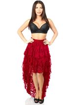 Plus Size Red High Low Lace Women Skirt