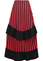 Adult Black And Red Stripe Adjustable High Low Women Skirt