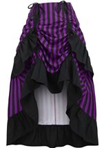 Adult Black Purple Stripe Adjustable High Low Women Skirt