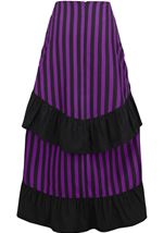 Adult Black Purple Stripe Adjustable High Low Women Skirt
