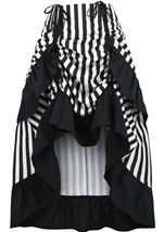 Plus Size Black White Stripe Adjustable High Low Women Skirt
