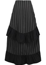 Adult Black Grey Stripe Adjustable High Low Women Skirt