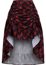 Skull Satin Adjustable High Low Women Skirt