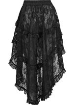 Adult Black Lace Ruched Front High Low Lace Women Skirt