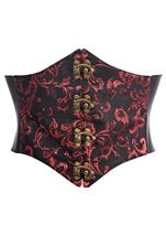 Plus Size Swirl Brocade Black And Red Corset