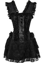 Black Lace Victorian Corset Dress Women Costume