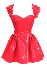 Red Patent PVC Vinyl Corset Dress Women Costume