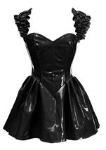 Black Patent PVC Vinyl Corset Dress Women Costume