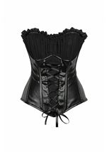 Black Leather Lace Up Women Corset