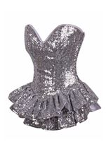 Silver Sequin Mini Corset Women Costume