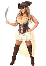 Adult Plus Size Women Pirate Captain Corset Costume