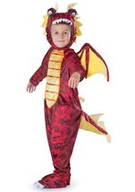 Kids Red Fire Dragon Unisex Costume 