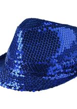 Blue Sequin Fedora Unisex Hat
