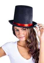 Adult Red Trim Tuxedo Unisex Top Hat