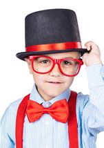 Kids Red Trim Tuxedo Unisex Top Hat