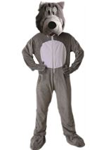 Grey Wolf Mascot Unisex Adults Costume