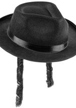 Adult Jewish Men Black Fedora with Side Locks